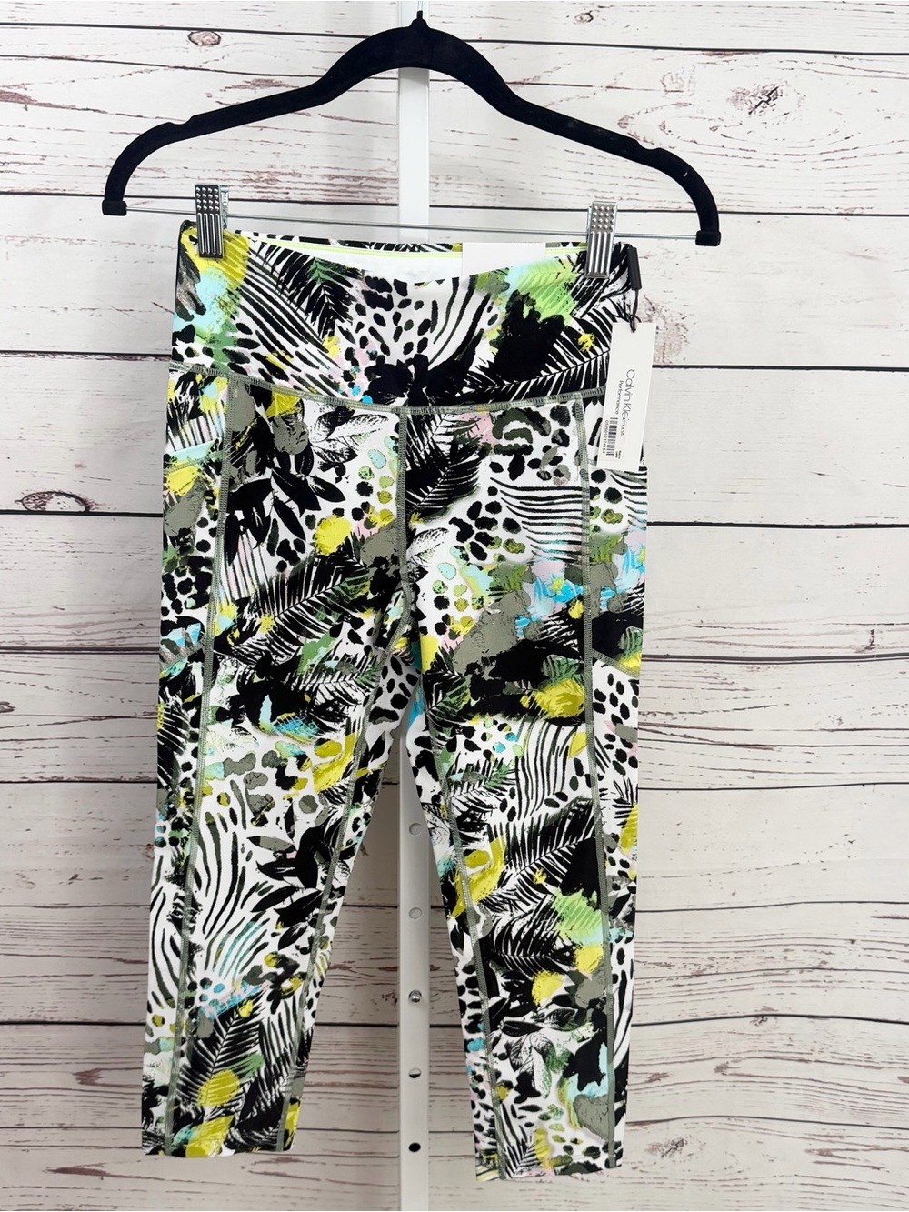 Calvin Klein Performance High Waist Crop Tight Abstract Print Leggings Small NWT - Picture 2 of 14